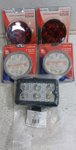 (1) Maxxima 6 LED Worklight (2) Maxxima Stop/Tail/Turn w/ Heated Lens 4" Round (2) Maxxima 4" Round 9 White LED