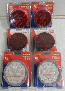 (2) 9 LEDs 4" Round Red Stop/Tail/Turn (2) 4" Round Stop/Tail/Turn w/ Heated Lens (2) 9 LEDs 4" Round White Back-Up