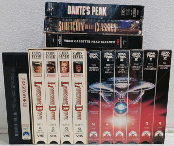 (1) Star Trek Movies (VHS) 1-6 (1) Lonesome Dove Parts 1-4 (1) Dante's Peak (1) Video Cassette Head Cleaner (1) Richard Simmons Workout VHS