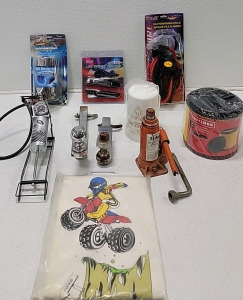 Super Lum LED muffler insert, (2) 1 1.25" tow hitches, 4- Ton Hydraulic Bottle Jack, LED wiper blades, & more