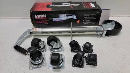 Brok 1000lb trailer Jack, (8) assorted wheel caster