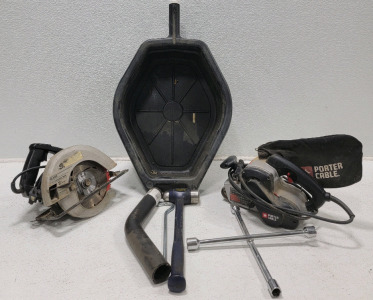 Sears Brand 7 1/4" Circular Saw, Porter Cable Belt Sander & Oil Drain Can