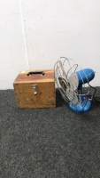 Vintage Wooden Latch box and Vintage Coronado Fan