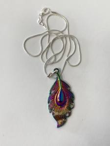 Tibetan Silver Peacock Feather Necklace