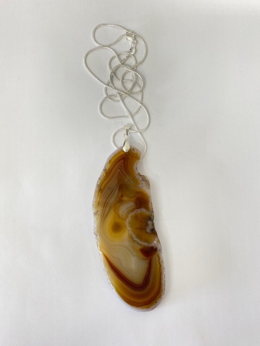 Beautiful Brown Striped Agate Slice Necklace