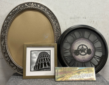 Vintage Clock, And Picture Frames
