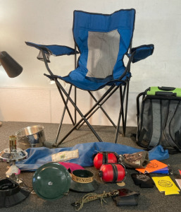 Camp Chair, Backpack Seat, Shooting Headphones, & Other Camping Gear