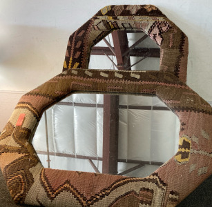 (2) Large Fabric Framed Mirrors