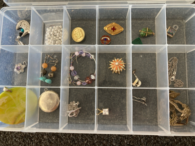 Box of Pendants, Earrings, & Chains
