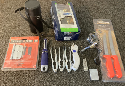 Walnut Openers, Filet Knives, Water Bottle, & More