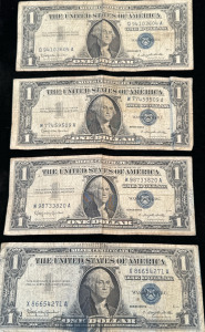 (4) 1957-B Silver $1 Notes (Unverified)