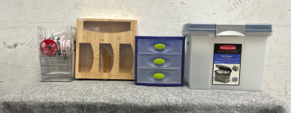 Organizers! Plastic Shelves , Organizing Bins & Wooden &ldquo;Ziplock&rdquo; Style Bags Organizer & More