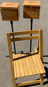 Donation Boxes, Foldable Chair
