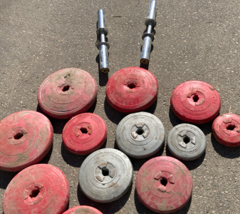 Assorted Weights, & Curling Bars