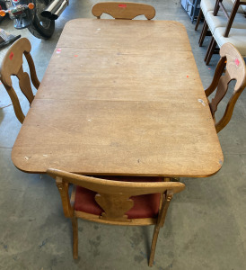 Foldable Table with (4) Maroon Fabric Dining Chairs