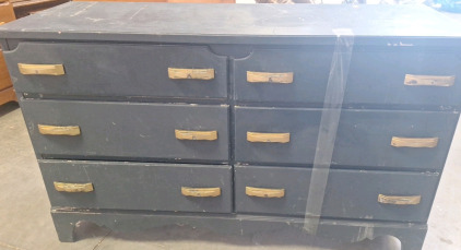 Blue Hardwood 6 Drawer Dresser