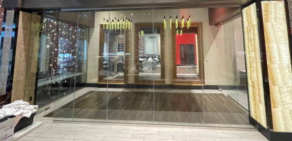 (10) Glass Wall Panels W/ (2) Tempered Glass Doors