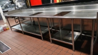 Long Kitchen Workstation w/ Sink and Soap dispenser, Paper towel dispenser, and Sanitizer Holder - 2