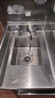 Long Kitchen Workstation w/ Sink and Soap dispenser, Paper towel dispenser, and Sanitizer Holder - 6