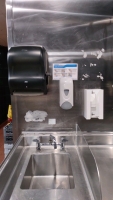 Long Kitchen Workstation w/ Sink and Soap dispenser, Paper towel dispenser, and Sanitizer Holder - 7