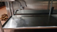 Long Kitchen Workstation w/ Sink and Soap dispenser, Paper towel dispenser, and Sanitizer Holder - 8