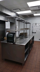 9'8"x3'8&frac12;"x5'4" Big Workstation w/ Sink, Paper Towel Dispenser, Soap Dispenser, Sanitizer Holder, Hand Washing Sink & Cubby Holes for Storing Dishes Etc.
