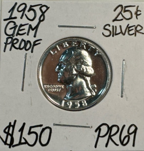 1958 PR 69 Gem Proof Silver Washington Quarter