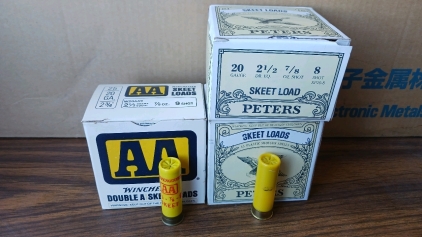 75rds 20ga 2.75" Skeet Loads Ammunition, (25)Winchester AA and (50)Peters Cartridge Division