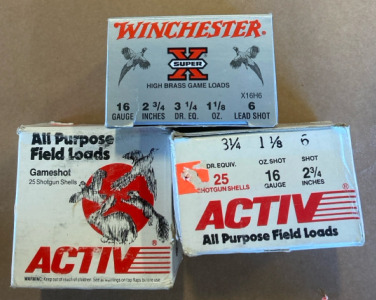 (39) ACTIV 16 Gauge 2 3/4&rdquo; 6 Lead Shot Rounds (25) Winchester Super X 16 Gauge 2 3/4&rdquo; 6 Lead