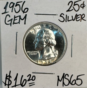 1956 MS 65 Gem Silver Washington Quarter