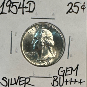 1954-D Gem BU++++ Silver Washington Quarter