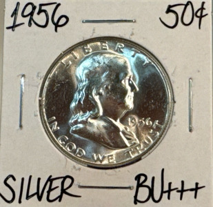 1956 BU+++ Silver Franklin Half Dollar