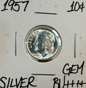1957 Gem BU++++ Silver Roosevelt Dime