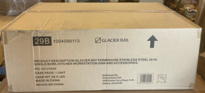 Glacier Bay Farmhouse Stainless Steel 36&rdquo; Single Bowl