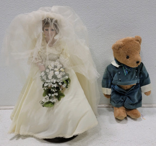 Princess Diana Wedding Porcelain Doll & Bear