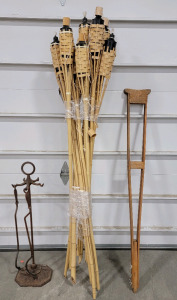 (8) Tiki Torches & Old Firepoker Set