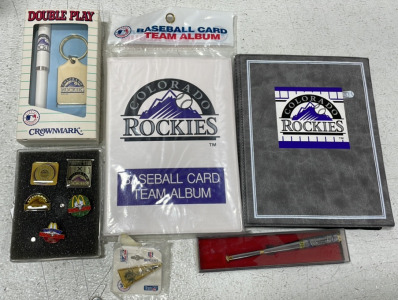 (2) Small Colorado Rockies Baseball Card Team Albums Plus Colorado Rockies Sports Memorabilia
