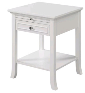 (1) Convenience Concepts End Table W/Drawe, White.