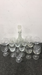 Liquor Decantor and all different kinds of liquor glasses