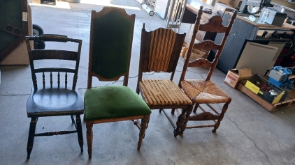 4) Assorted Vintage Wood Chairs