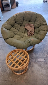 Large 42" Weave Basket Chair and Stool