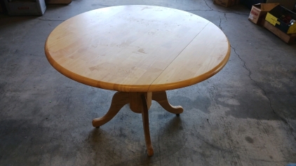 Wooden Round Dining Table and Wee Wood Stool