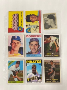 Sheet Of (9) Vintage Sports Cards