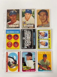 Sheet Of (9) Vintage Sports Cards