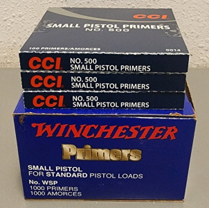 Winchester And CCI Small Pistol Reloading Primers- 1,300 Total