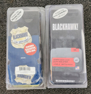 (2) Blackhawk Beretta Left Handed Holsters With Serpa Auto Lock, Fits Beretta 92/96