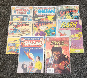 (8) Comic Books - Shazam, Flash, Superman, & Marvel Zombies