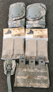 (2) Specter Magazine Pouches (New In Package), Size Medium Digital Camo Knee Pads, Triple Magazine Pouch, Small Carrying Pouch