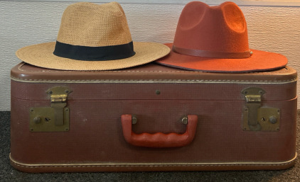 Assorted Hats, And Suit Case