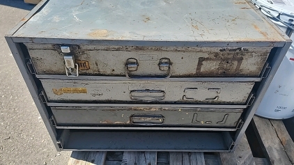 Grey Toolbox w/Covered, Sectioned Drawers